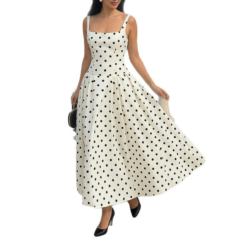 Damen Maxi-Kleid Polka-Dots Elegantes Design