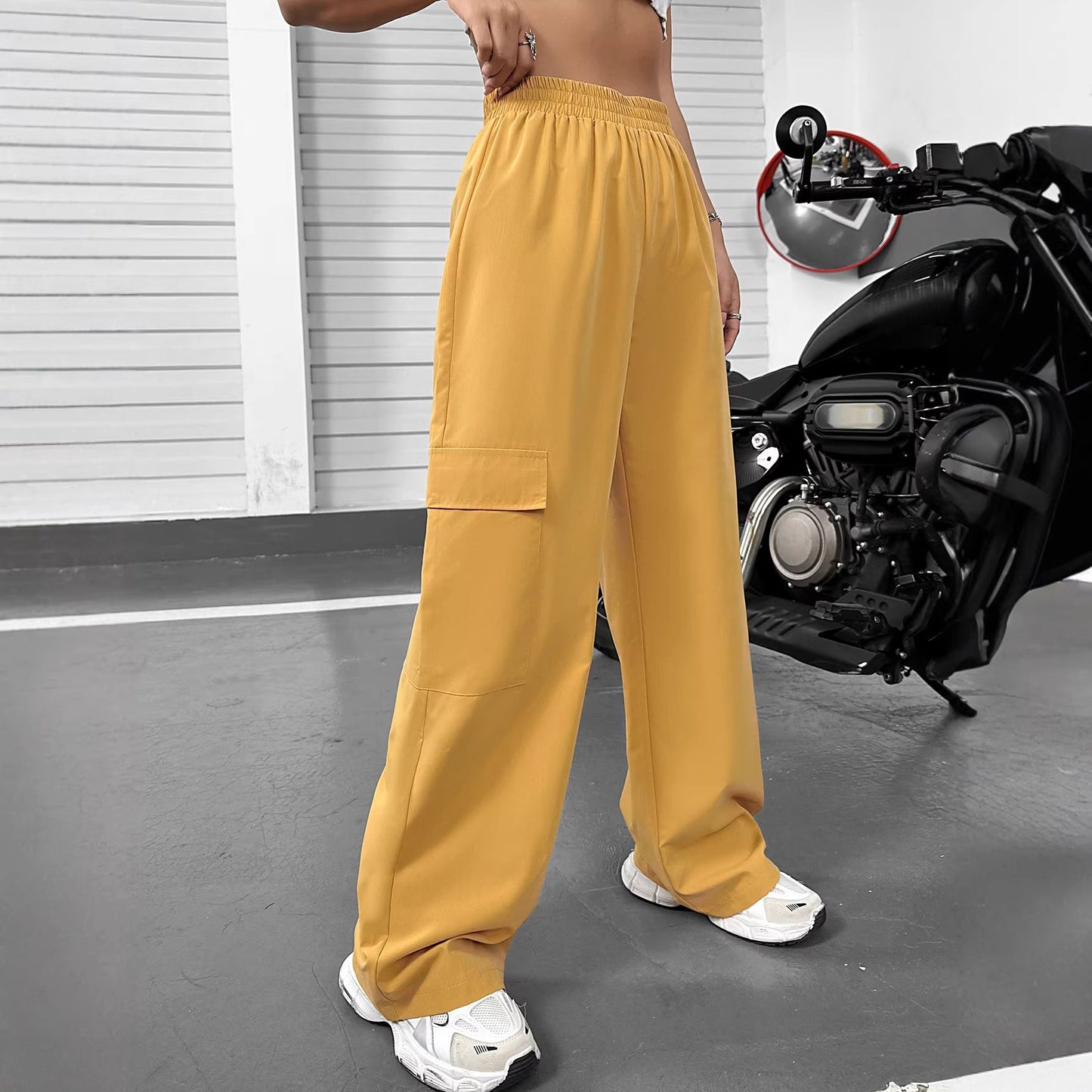 Damen Cargo-Hose Elastischer Bund Seitentaschen Eveloria