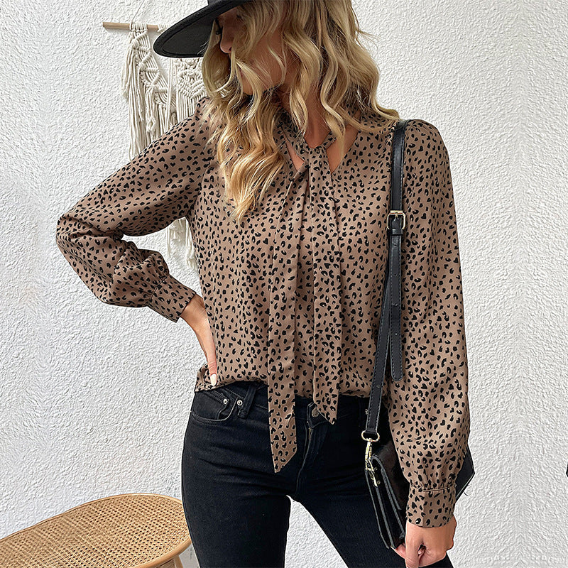 Damen Bluse Tiermuster Atmungsaktives Baumwollgewebe Verspieltes