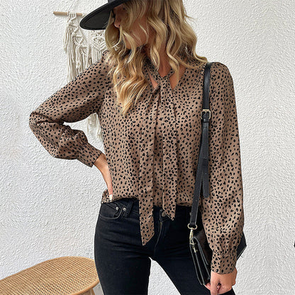 Damen Bluse Tiermuster Atmungsaktives Baumwollgewebe Verspieltes