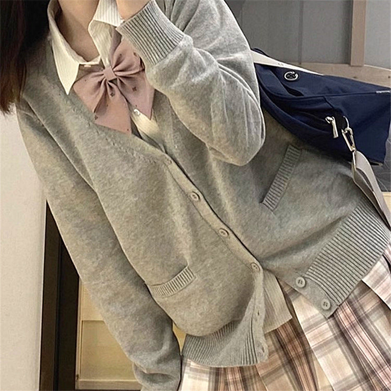 Damen Cardigan Großkragen Schleifen Detail