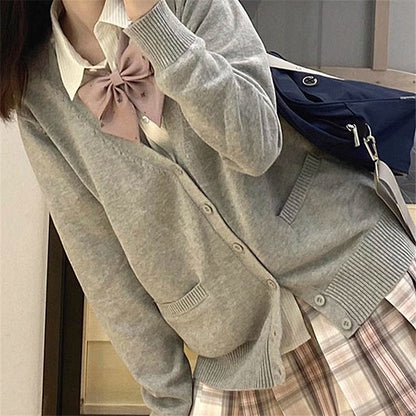 Damen Cardigan Großkragen Schleifen Detail
