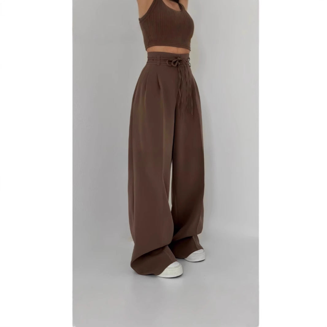 Damen Bundfalten-Hose Elastischer Taillenbund Bequem