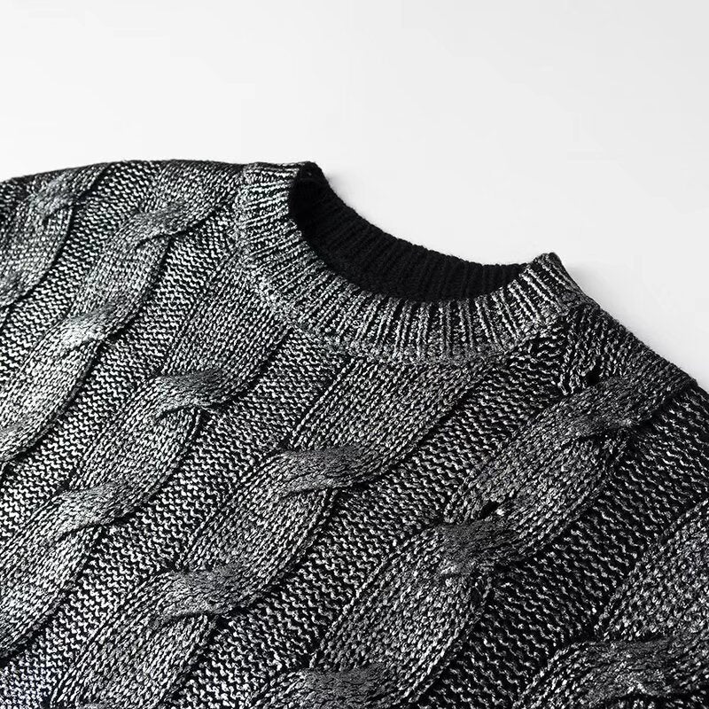Damen Pullover Strukturiertes Zopfmuster Rundhals