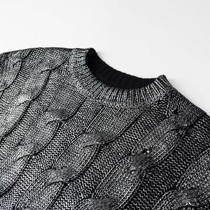 Damen Pullover Strukturiertes Zopfmuster Rundhals