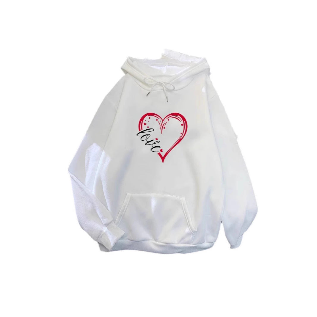 Damen Kapuzenpullover Fleece Herz-Design