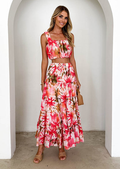 Damen Maxikleid Luftig Voluminöser Rock Eveloria
