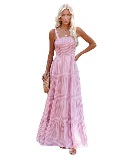 Damen Maxikleid Leicht Raffung Spaghettiträger Eveloria