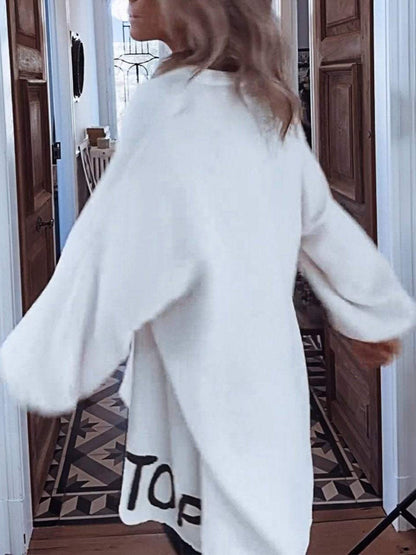 Damen Oversize-Shirt V-Ausschnitt Voluminöse Ärmel Eveloria