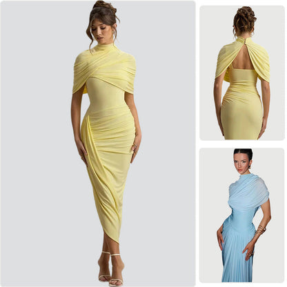 Damen Maxikleid Asymmetrisch Drapierungen Eveloria - Eveloria