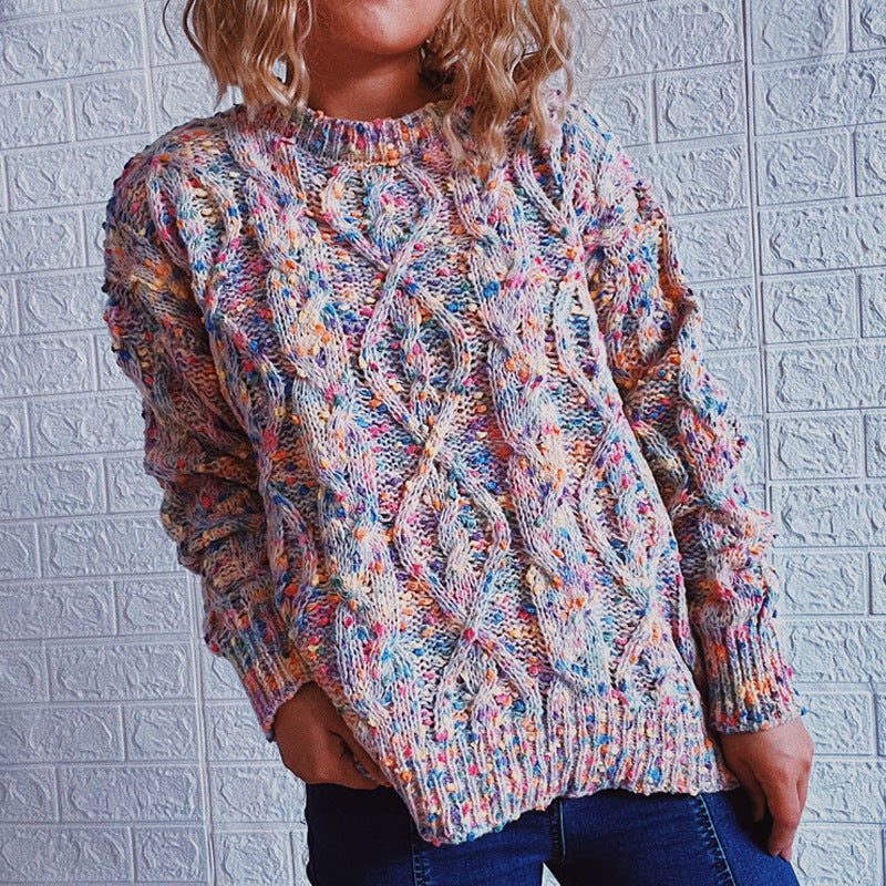 Damen Grobgestrickter Pullover Bunt Eveloria