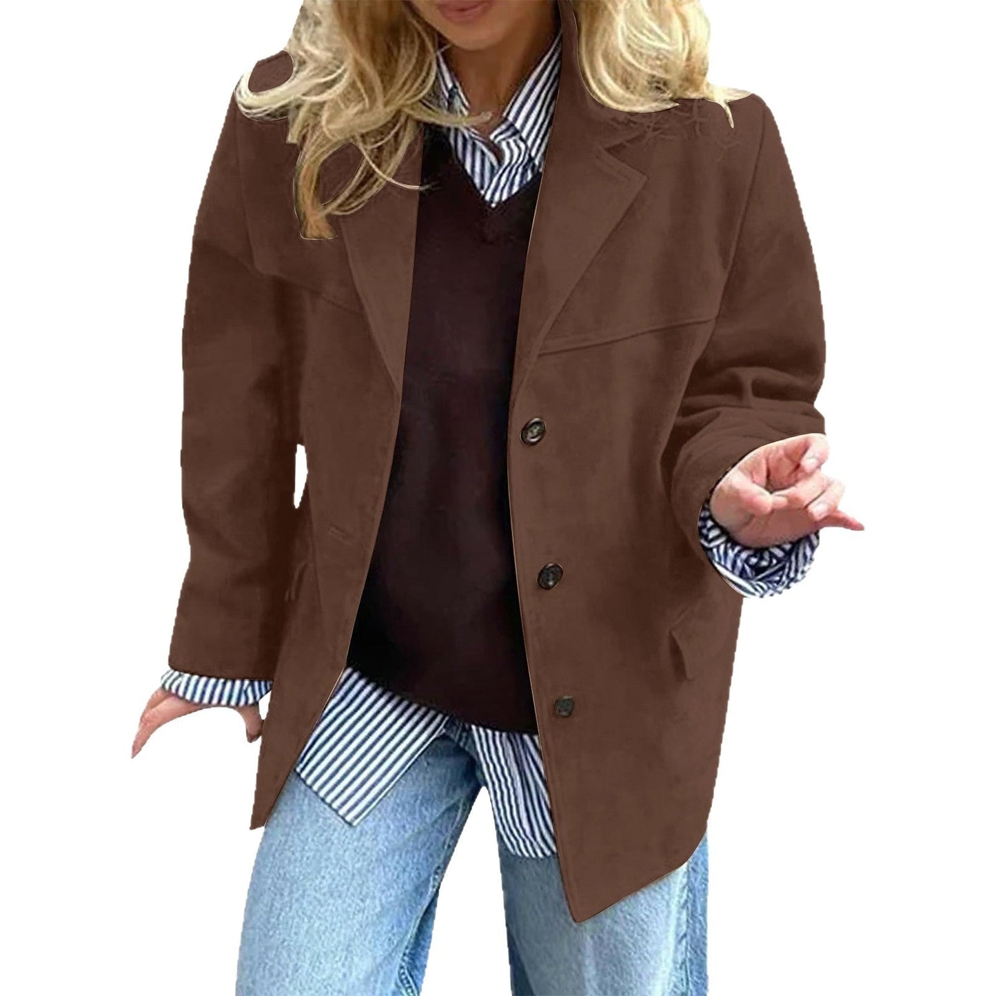 Damen Oversized Blazer Wildlederimitat Eveloria