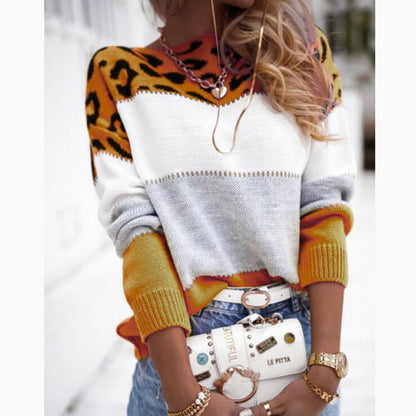 Damen Pullover Grafisches Tiermuster Strukturiert Eveloria