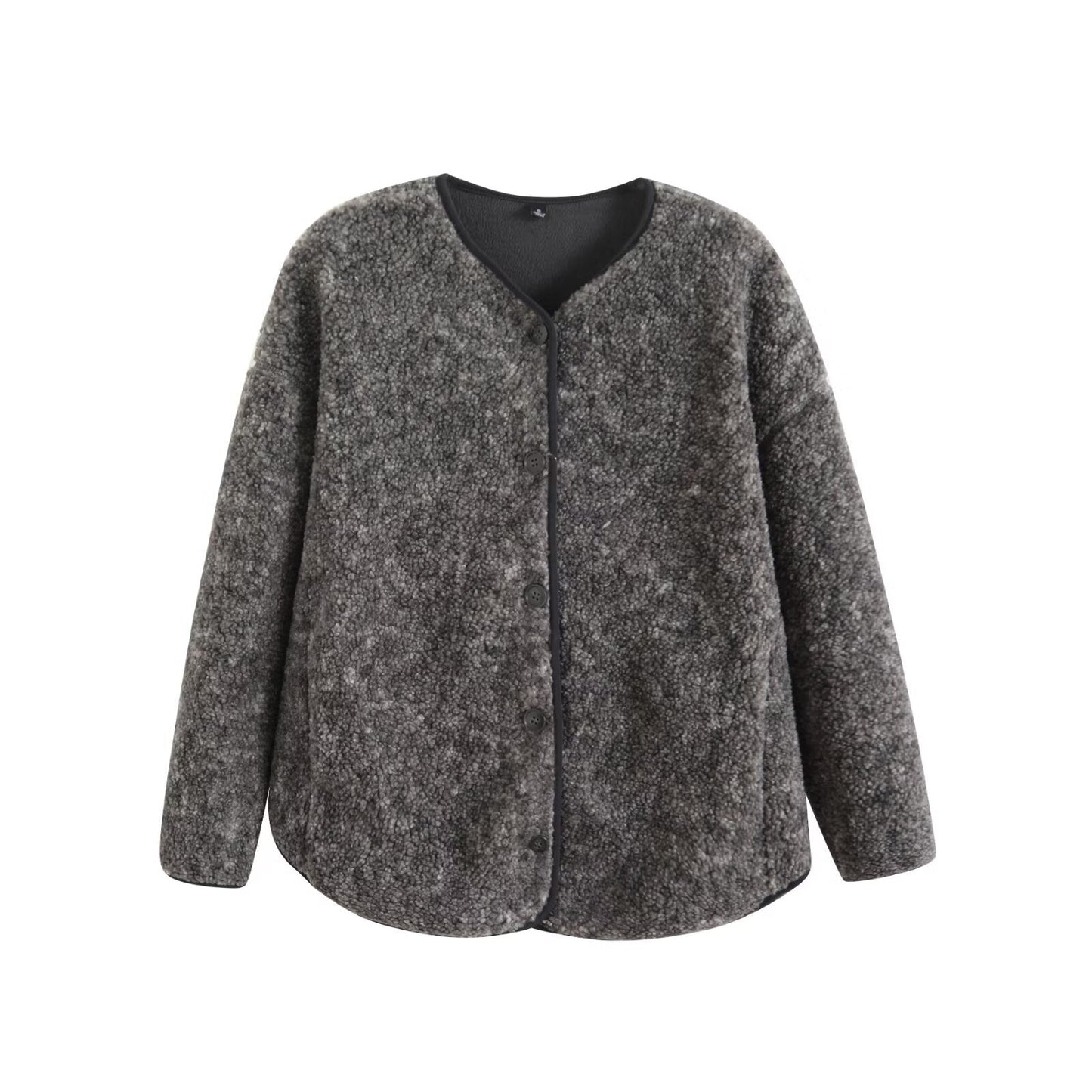 Damen Kuscheljacke Weich Velour mit Knöpfen Beige