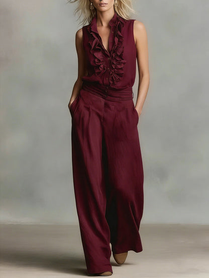 Damen Bluse Rüschen Klassischer Kragen Eveloria