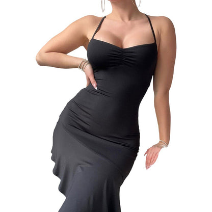 Damen Trägerloses Langarmkleid Fließender Saum Eveloria