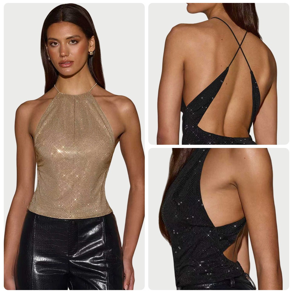 Damen Glitzer Slim Halter Funkel Akzente Schwarz - Eveloria