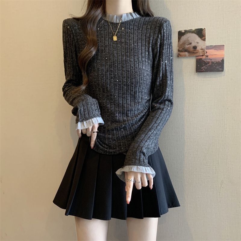 Damen Feinstrickpullover Dekorativer Kragen Elegantes Design