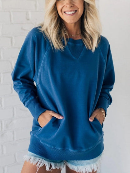 Damen Oversized Sweatpullover Lässig Bequem Grau Eveloria