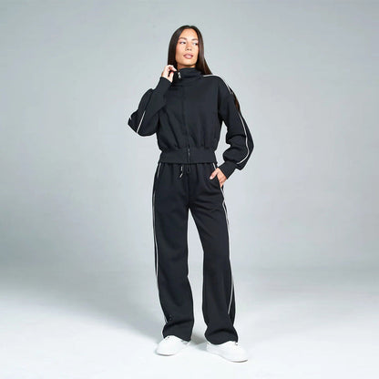 Damen Sportanzug Stehkragen Weite Hose Eveloria