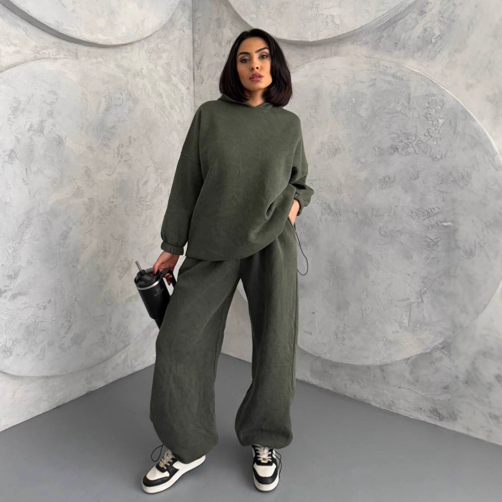 Damen Hoodie Jogginghose Set Weite Bequem Grau - Eveloria