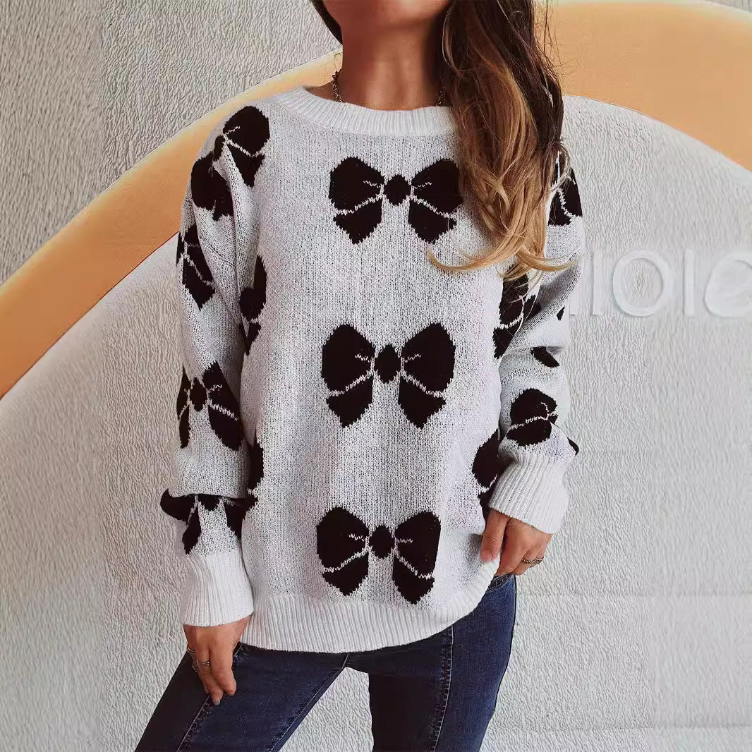 Damen Pullover Schleifenmuster Eveloria