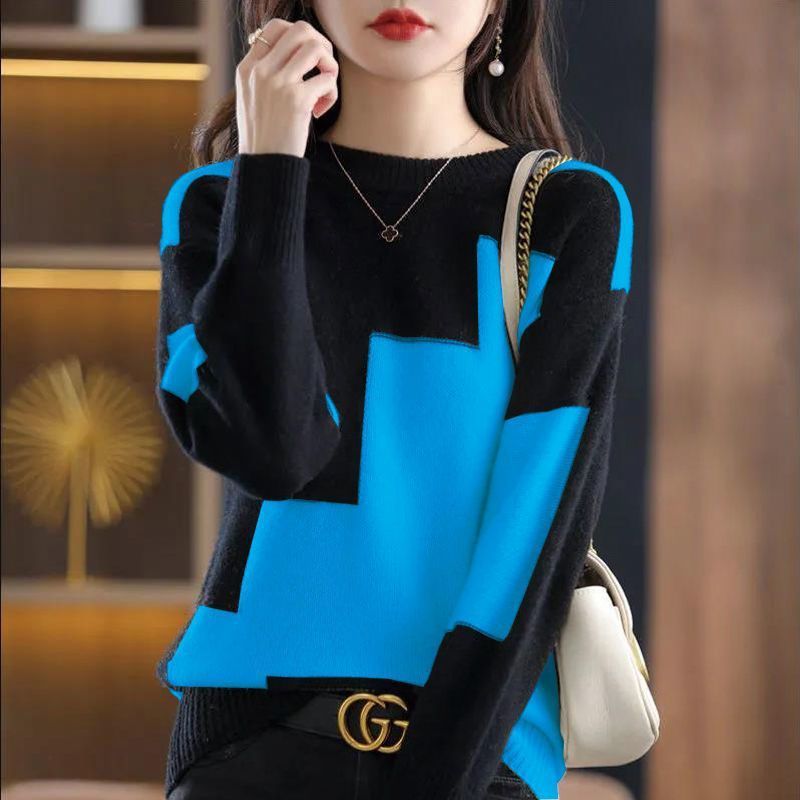 Damen Strickpullover Gemustert Geometrisch Eveloria