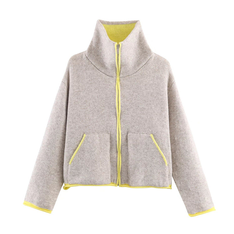 Damen Fleecejacke Oversized Hochkragen Praktische Taschen