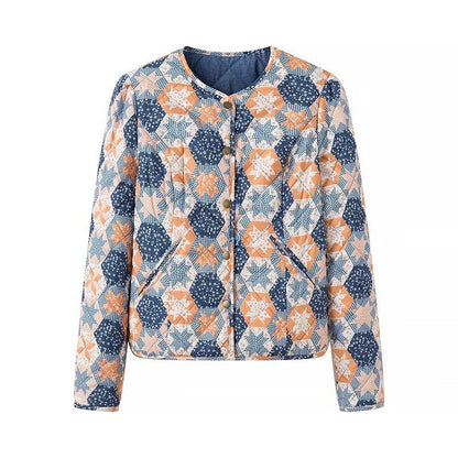 Damen Steppjacke Floralmuster Praktische Taschen Eveloria