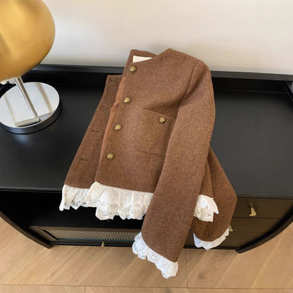 Damen Kurzjacke Spitzenakzent Elegant Eveloria