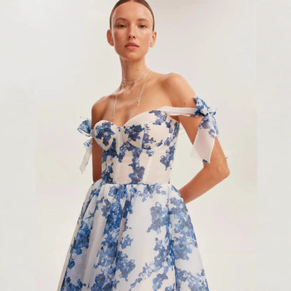 Damen Midi-Kleid Florales Design Eveloria
