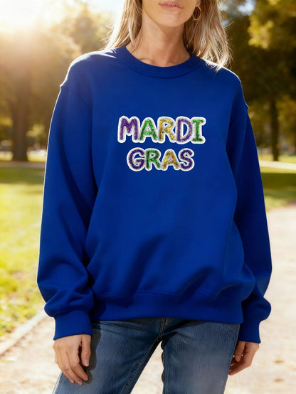 Damen Sweatshirt Mardi Gras Schriftzug Eveloria