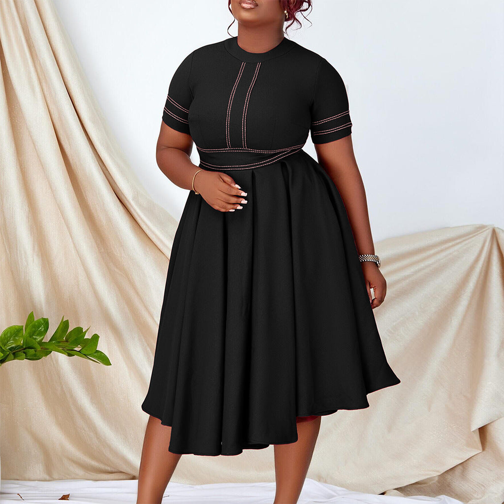 Damen Midikleid Tailliert Schwingender Rock Eveloria - Eveloria