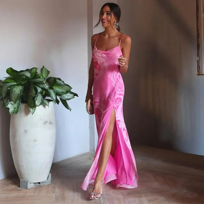 Damen Maxikleid mit Schlitz und Trägern Eveloria - Eveloria