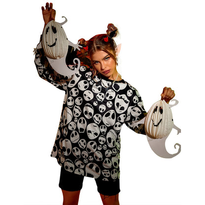 Damen Oversized Sweatshirt Totenkopf-Design Eveloria