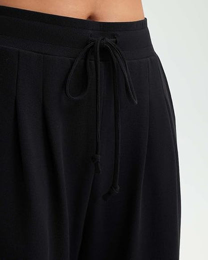 Damen Freizeithose Weite Bein Knopfdetails Eveloria