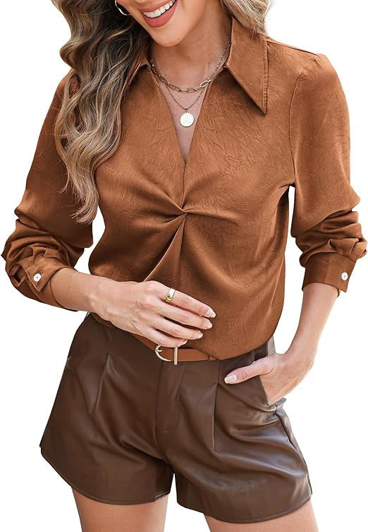 Damen Bluse mit Manschetten und Twist-Detail Eveloria