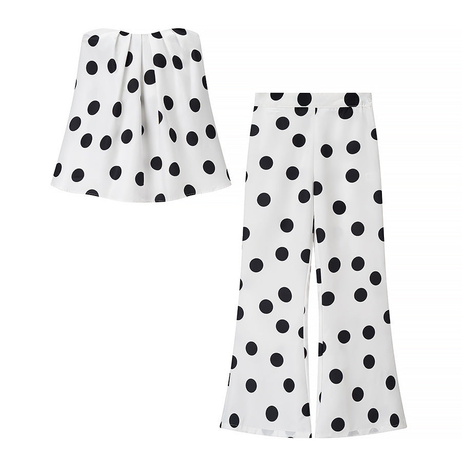 Damen Hose Weite Punktmuster Schwarz Eveloria - Eveloria