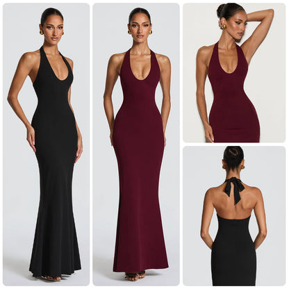 Damen Elegantes Bodenkleid V-Ausschnitt Figurbetonung - Eveloria