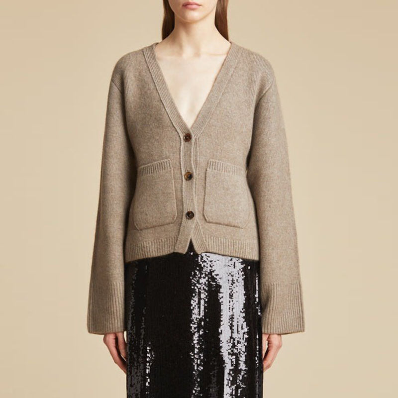 Damen Strickcardigan Übergroße Ärmel Kuschelig Grau Eveloria - Eveloria