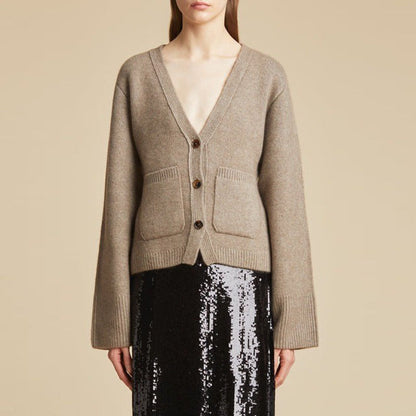 Damen Strickcardigan Übergroße Ärmel Kuschelig Grau Eveloria - Eveloria