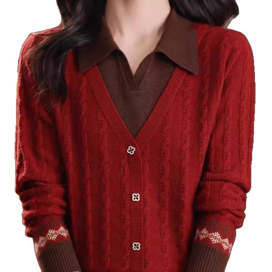 Damen Strickjacke V-Ausschnitt Eveloria