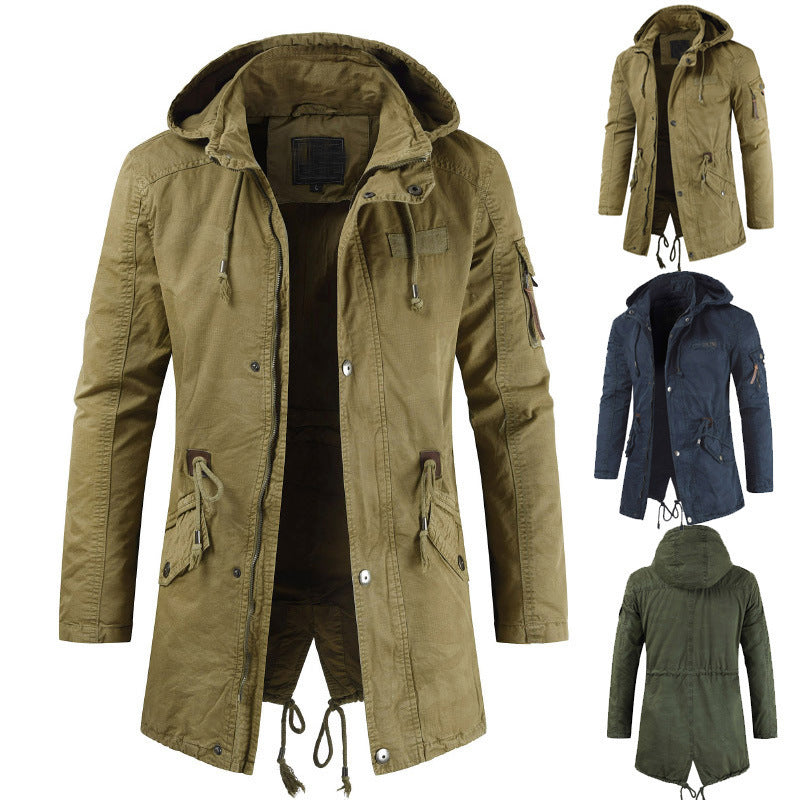 Herren Parkajacke Kapuze Taschen Funktionell Eveloria
