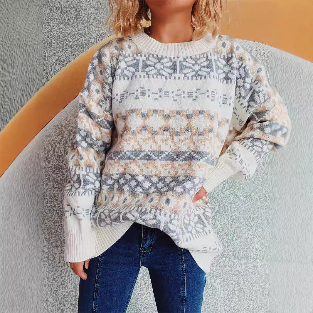 Damen Pullover Norweger Muster Lässig Bequem Eveloria - Eveloria