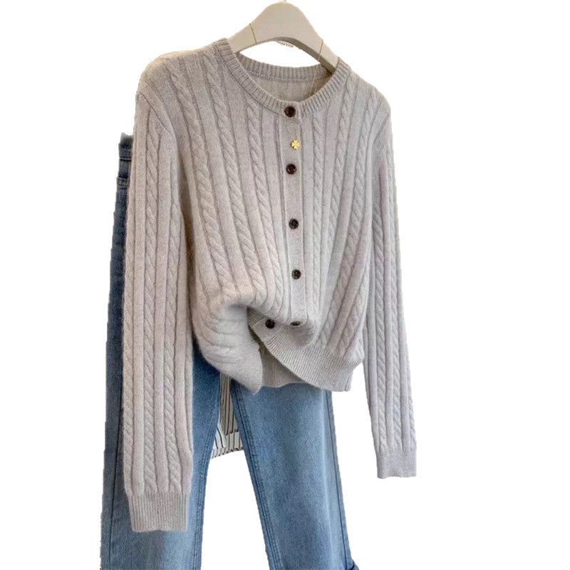 Damen Strickjacke Zopfmuster Eveloria