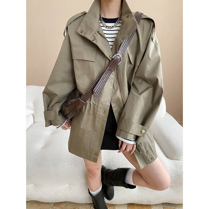 Damen Übergangsjacke Lässig mit Taschen und Verstellbarem Hüftzug - Eveloria