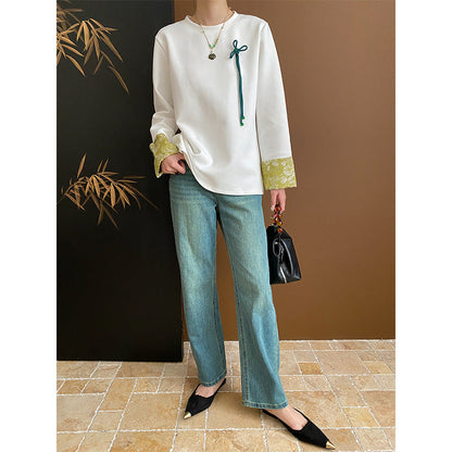 Damen Sweatshirt Floraler Kragen Eveloria