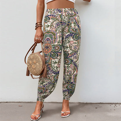 Damen Palazzo-Hose Floralmuster Elastischer Bund Eveloria