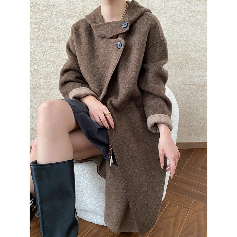 Damen Wickelmantel mit Kragendetails und warmem Futter Eveloria - Eveloria