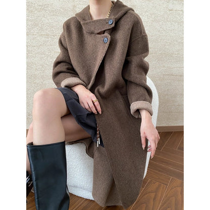 Damen Wickelmantel mit Kragendetails und warmem Futter Eveloria - Eveloria